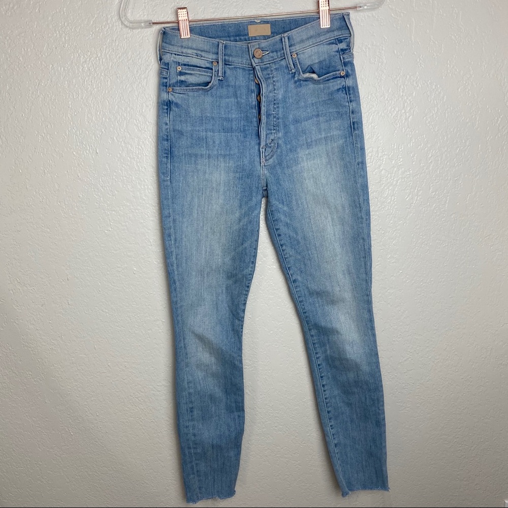 MOTHER the Stunner Ankle fray light wash jeans